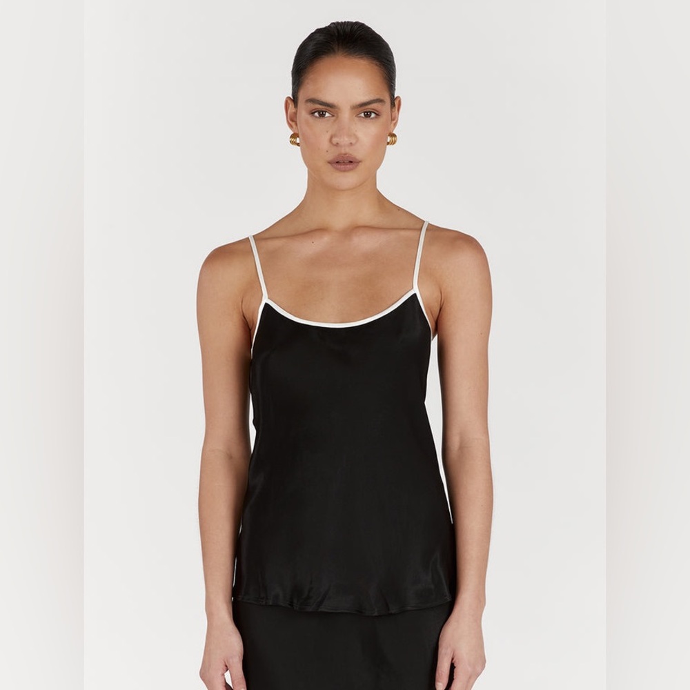Dissh Letty Black Satin Contrast Cami